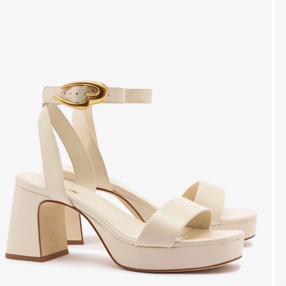 Larroude Dolly Verona Low Sandal In Ivory Leather